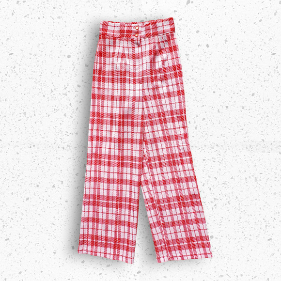 VTG 60s Red and White Polyester Plaid High Waisted Ladies Slacks 26 x 28 Sz 4/5 - Picture 4 of 6